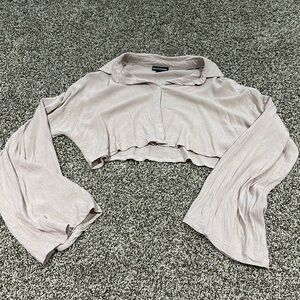 PrettyLittleThing linen blend cropped button up